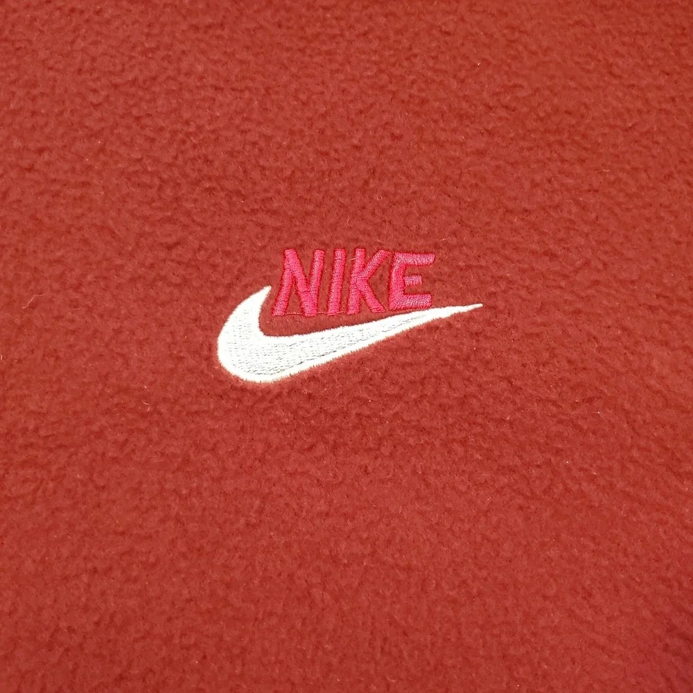 Vtg (USA Made) 80s? Nike‎ Fleece Brown/Red Zip Jacket Pullover Sweater Mens XL